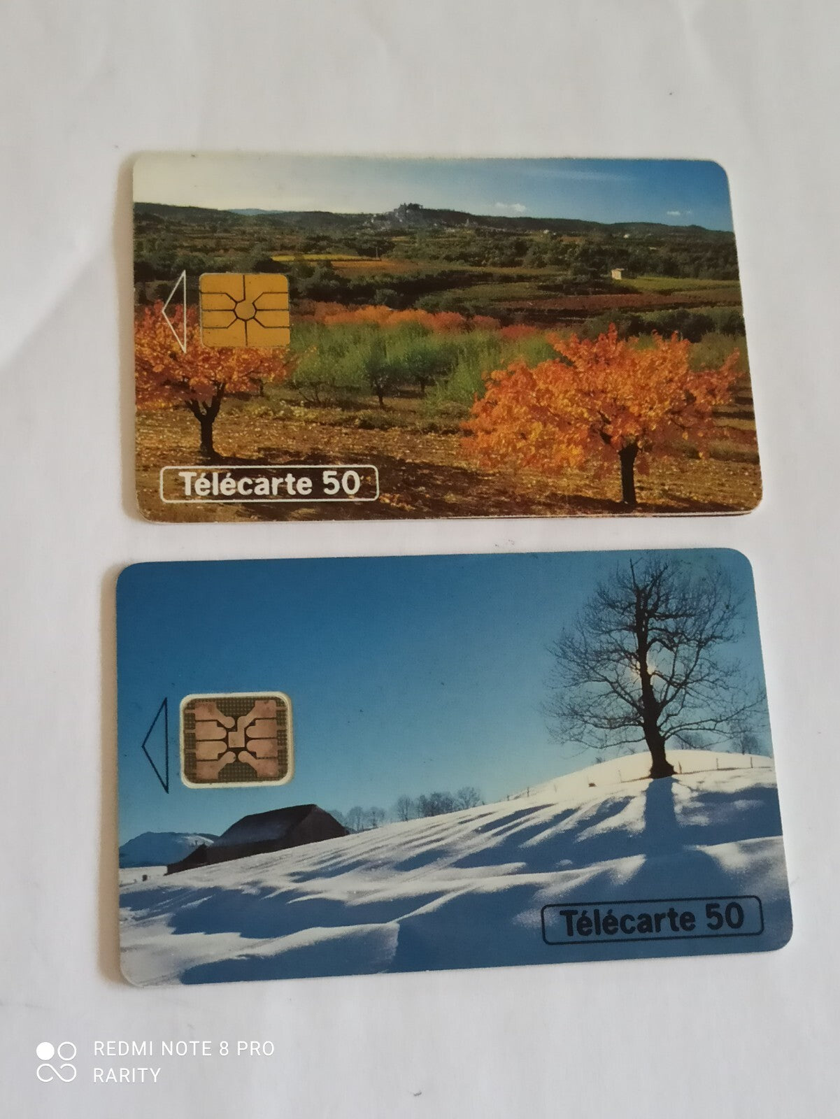 Lot 2 télécartes 50 unités vintage paysages saisons automne hiver France