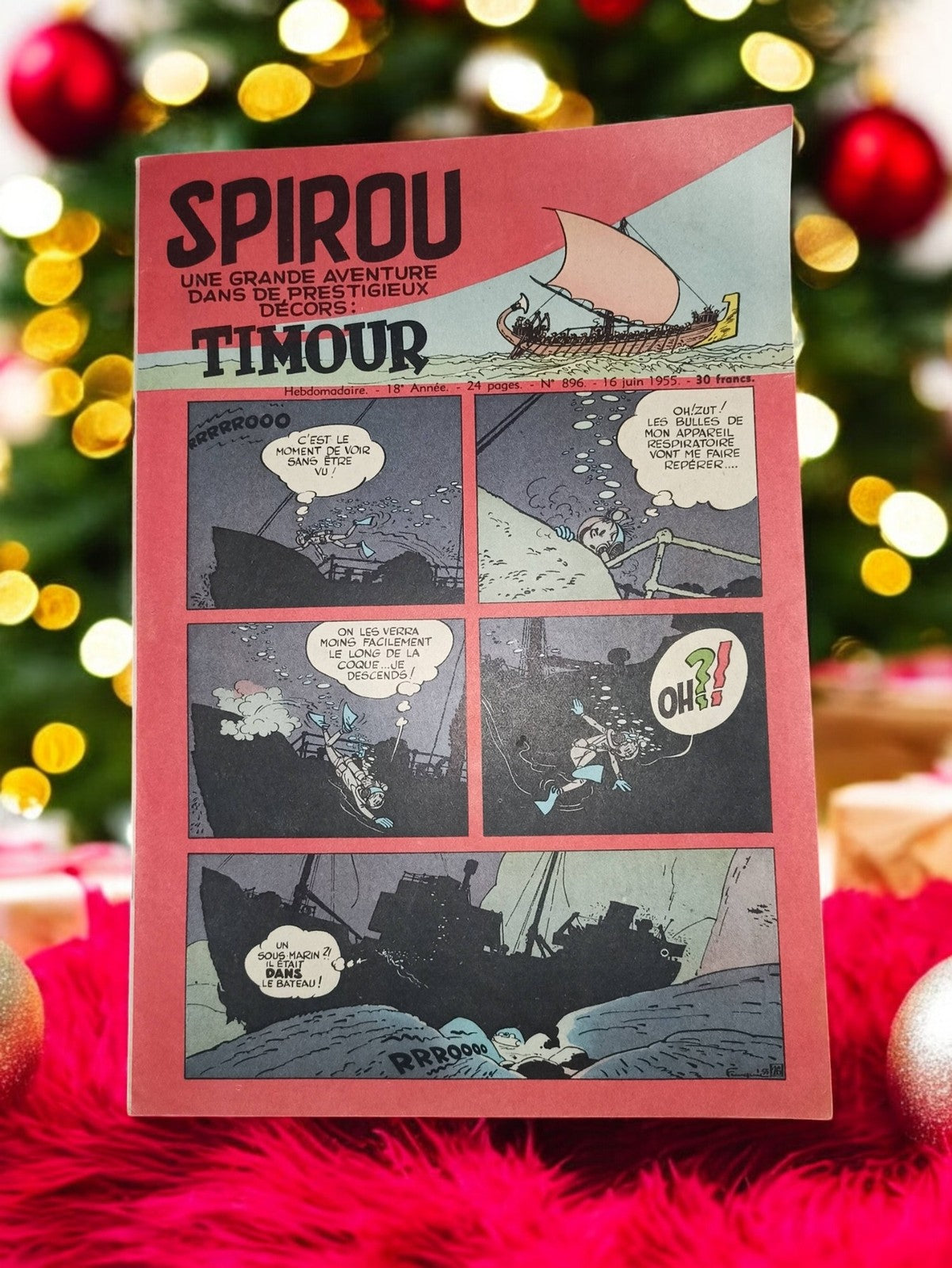 Magazine Spirou n°896 1955 BD vintage Timour couverture illustrée
