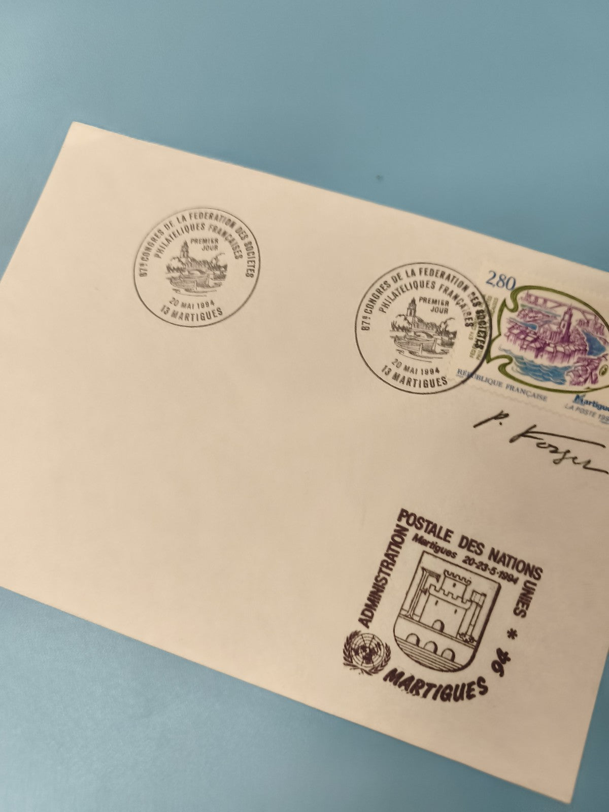 Ancienne enveloppe philatélie Martigues 1994 cachet premier jour collection