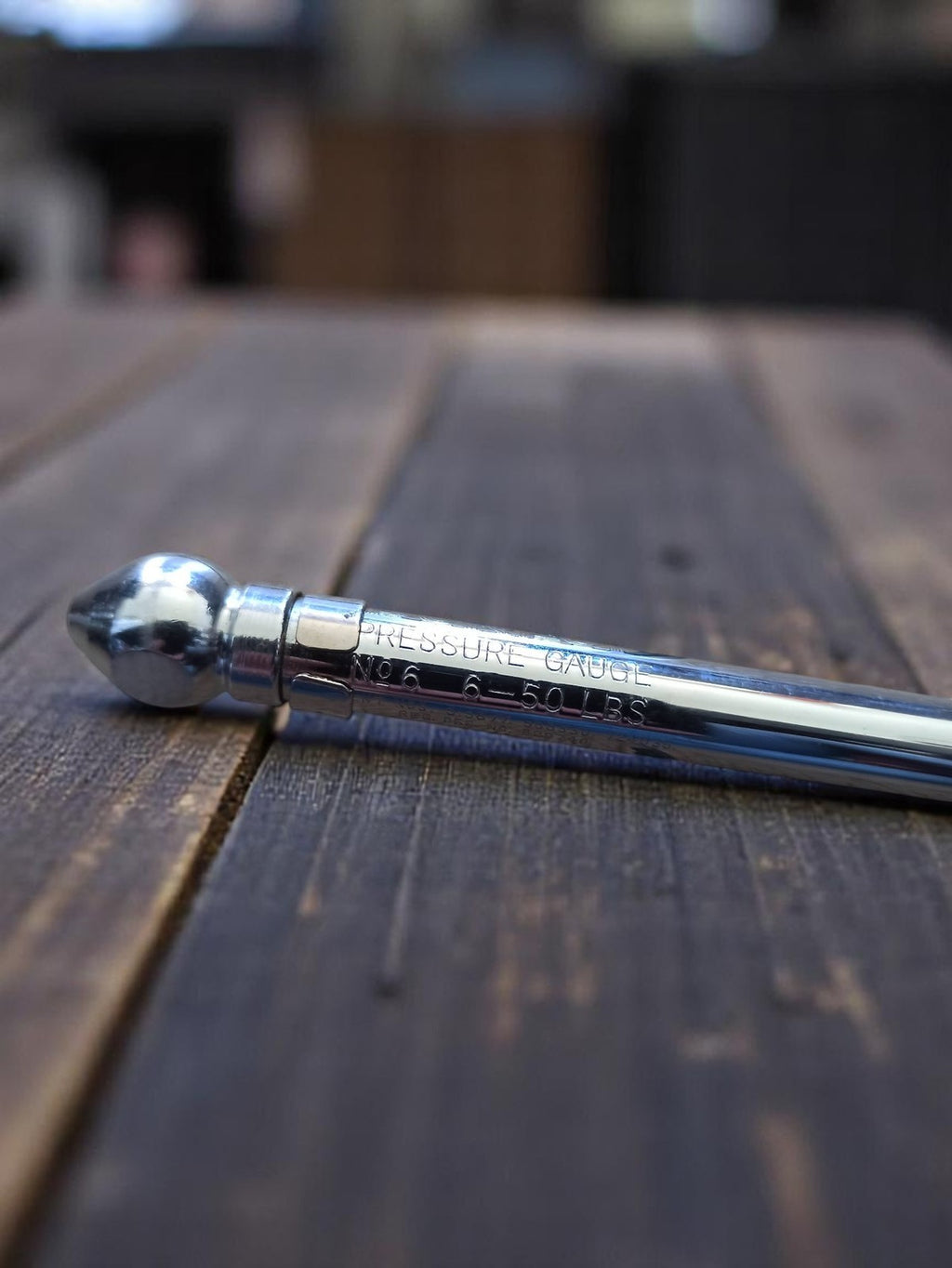 Capteur de pression Dunlop vintage, manomètre stylo chromé, outil ancien