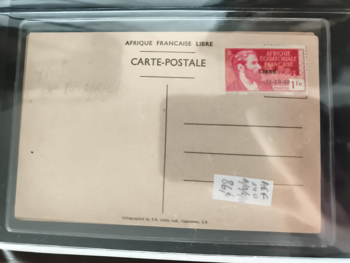 Carte postale Afrique Française Libre timbre 1940 AEF philatélie ancienne