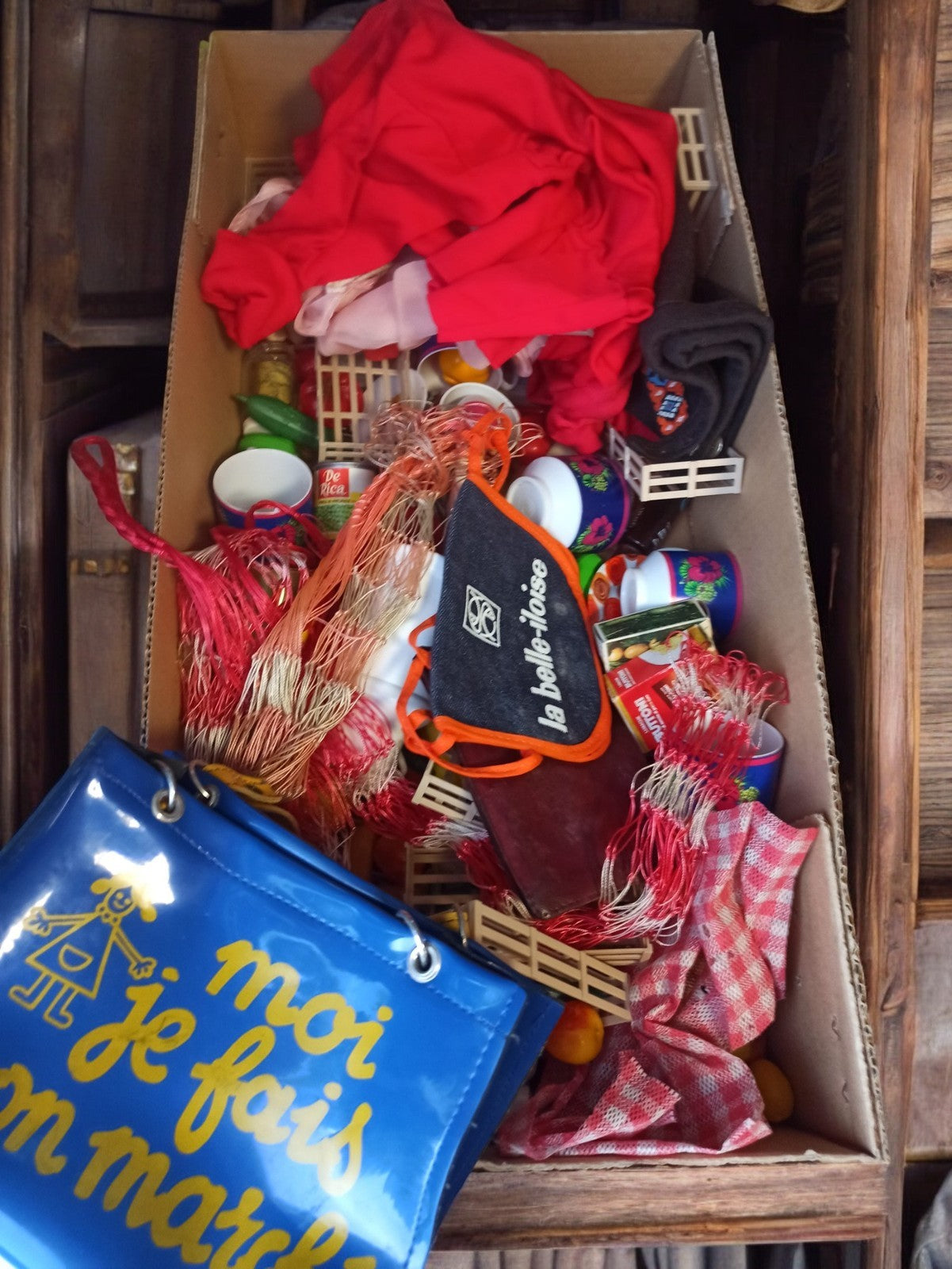 Lot accessoires jouets marché vintage ancien filets paniers sacs années 70-80
