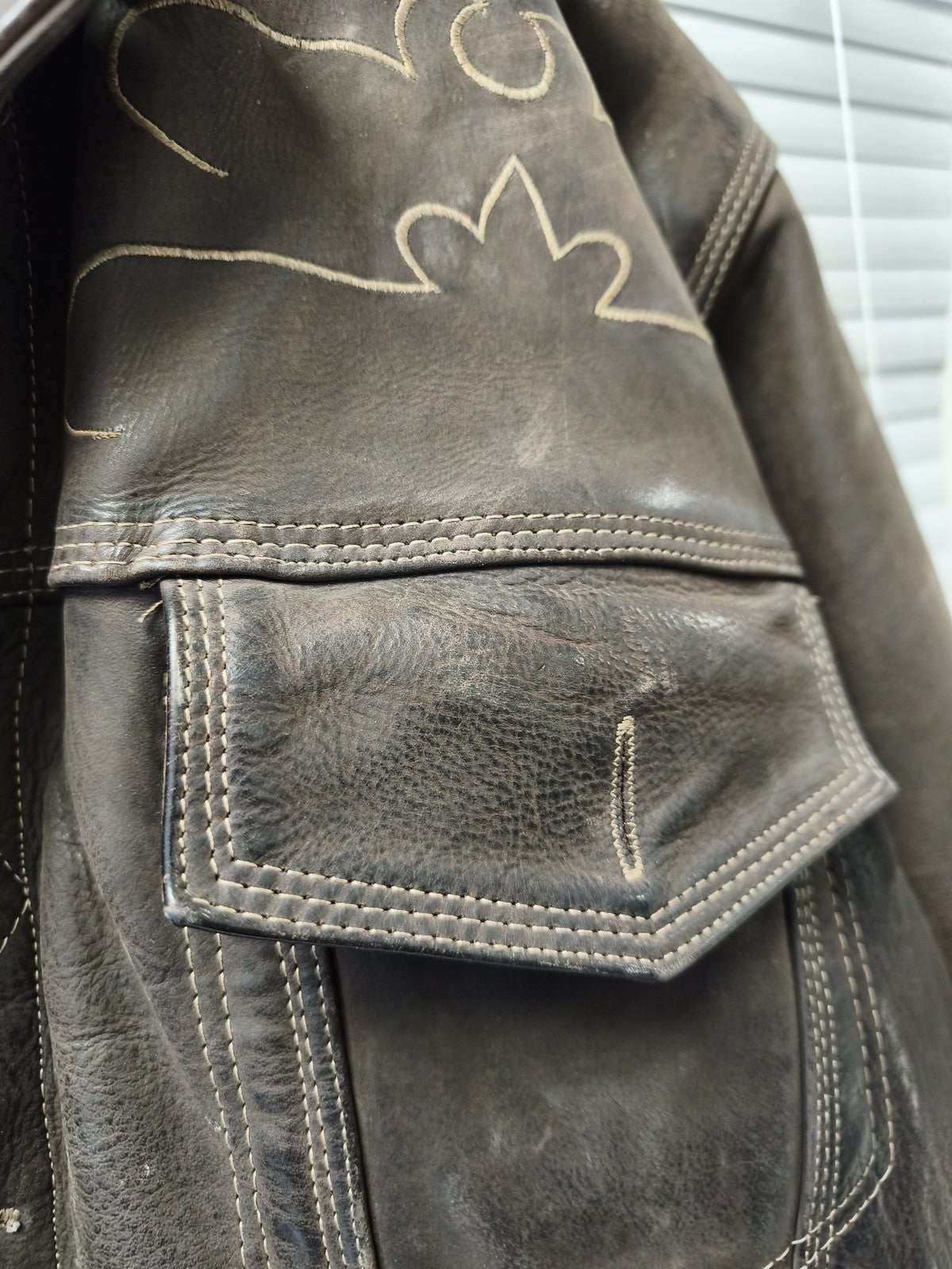 Veste blouson cuir vintage XXL ancien homme Leather Garment rétro collection