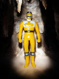 Figurine Power Rangers jaune Bandai vintage, costume argent, rare
