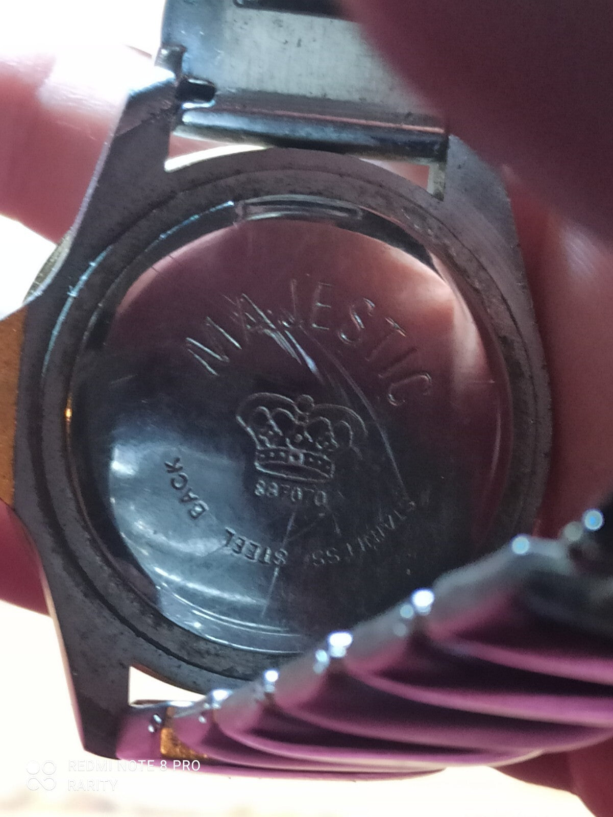 Vintage Majestic Quarzuhr, zweifarbige Lünette, Metallarmband, 80er Jahre