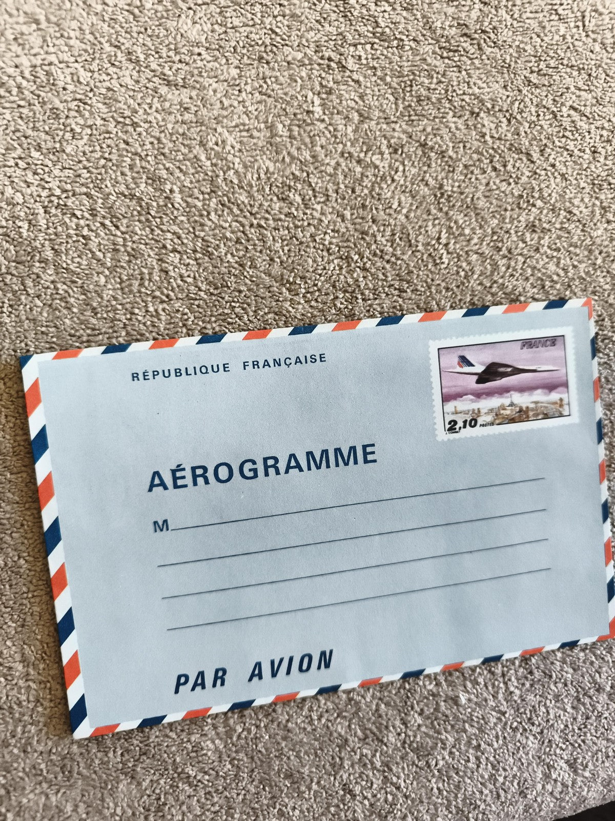 Aérogramme France Concorde affranchi avion tricolore philatélie Air Mail