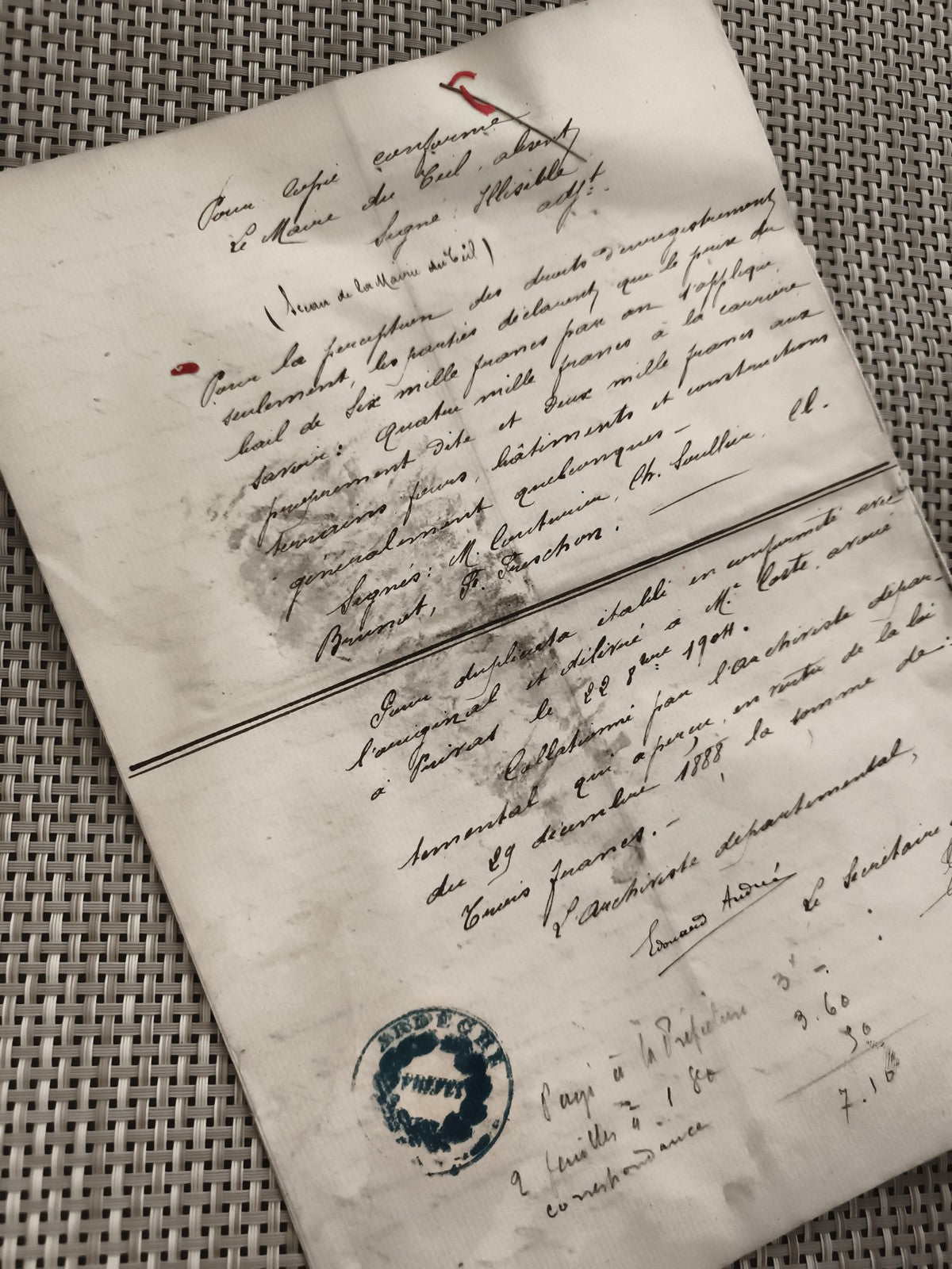Ancien document manuscrit 1859 Préfecture Ardèche Archives départementales