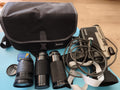 Lot caméra Panasonic caméra Super 8, 3 objectifs zoom, sacoche Hama