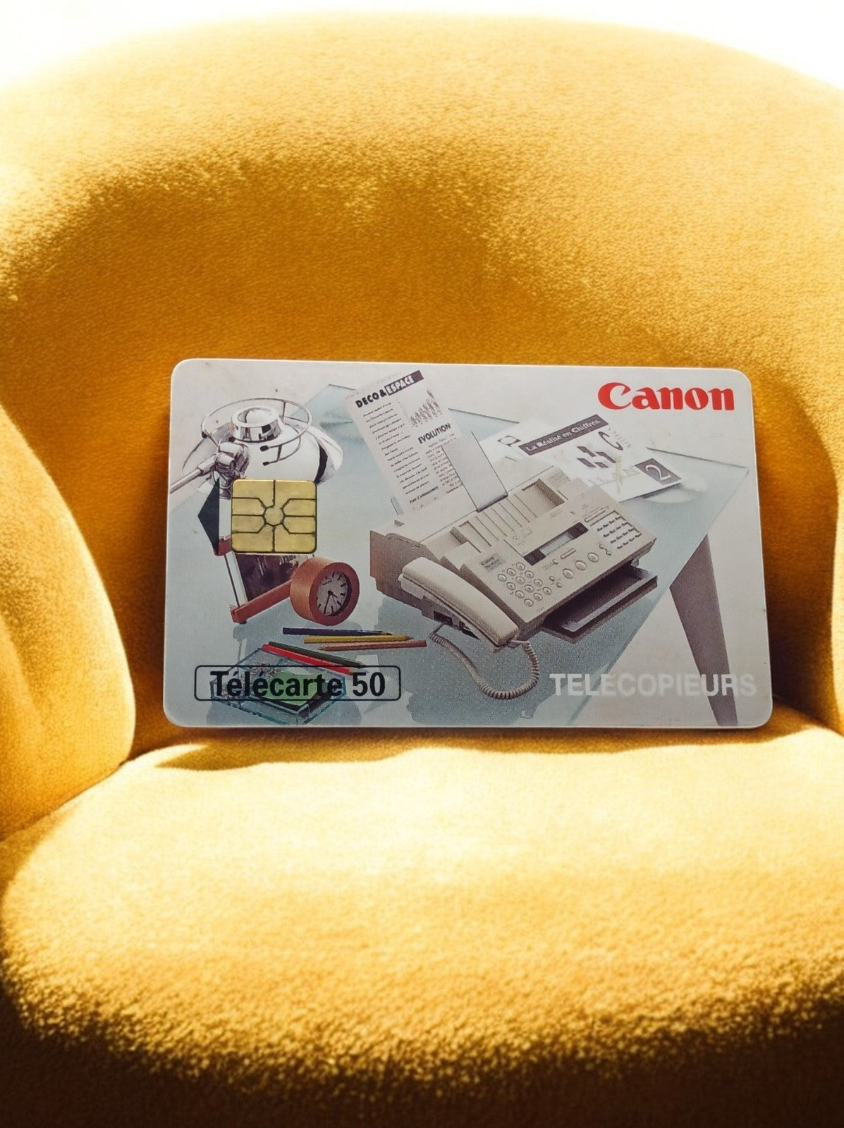 Carte téléphonique vintage Télécarte 50 Canon édition limitée, motif télécopieur