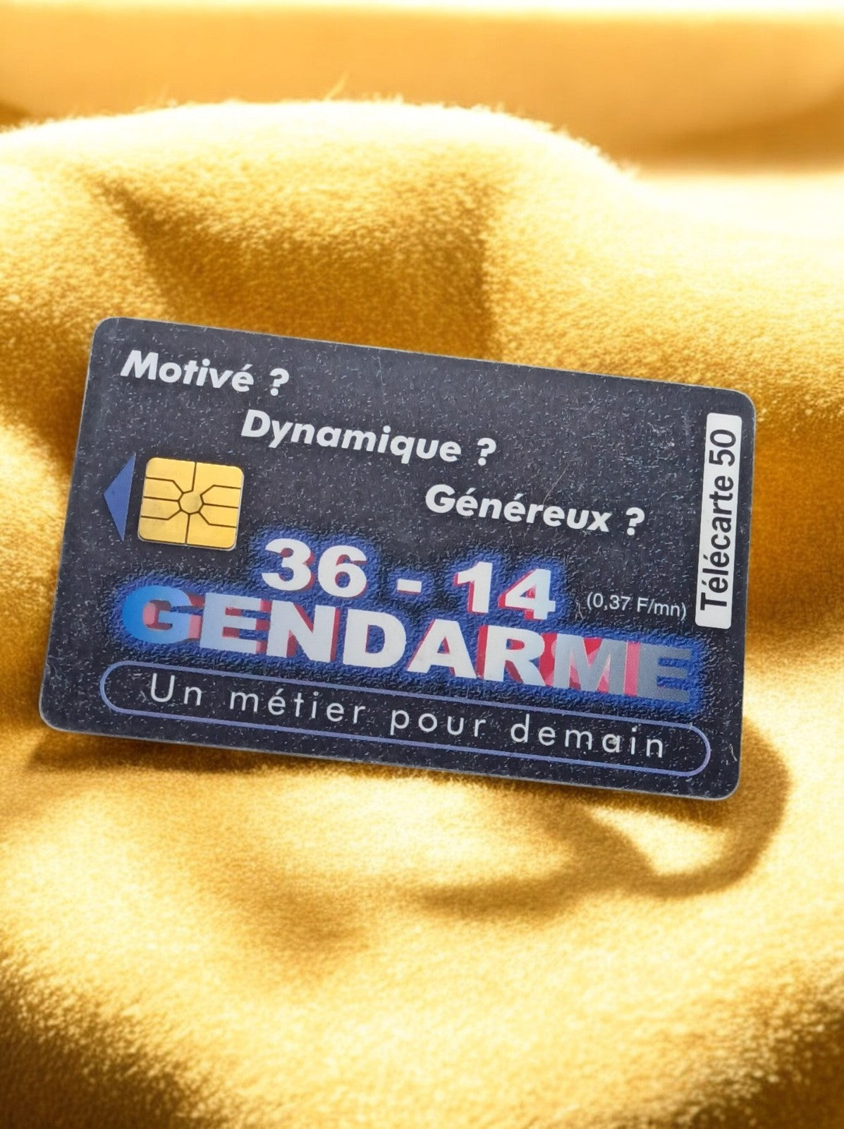 Carte téléphonique vintage Télécarte 50 Gendarme 36-14 bleu pub France