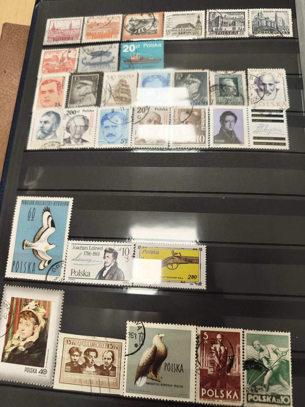 Lot timbres postage POLSKA divers motifs, portraits, animaux, timbres oblitérés