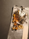 Paire boucles d’oreilles vintage pampilles ambre deadstock magasin rétro