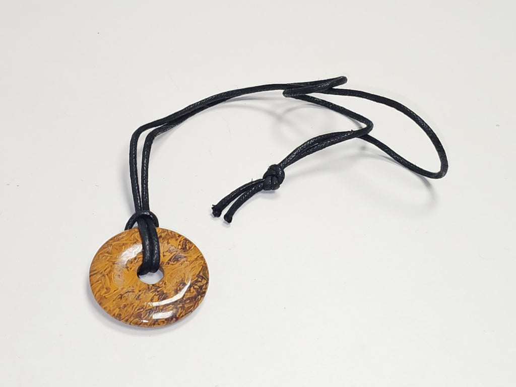 Collier pendentif beignet en jaspe peau de serpent pierre naturelle bijou élégan