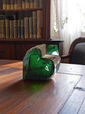 Flacon parfum vintage verre soufflé vert forme c?ur déco collection rétro