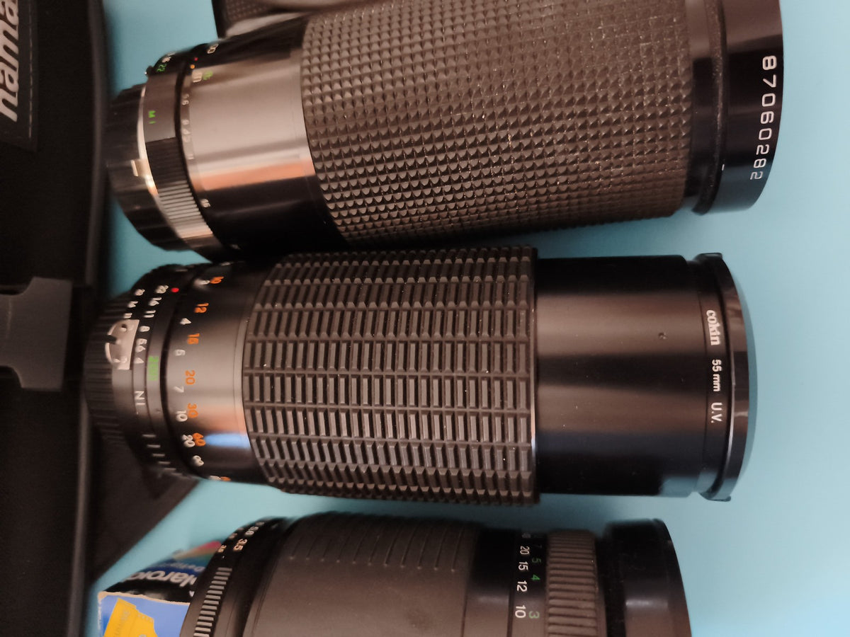 Lot caméra Panasonic caméra Super 8, 3 objectifs zoom, sacoche Hama