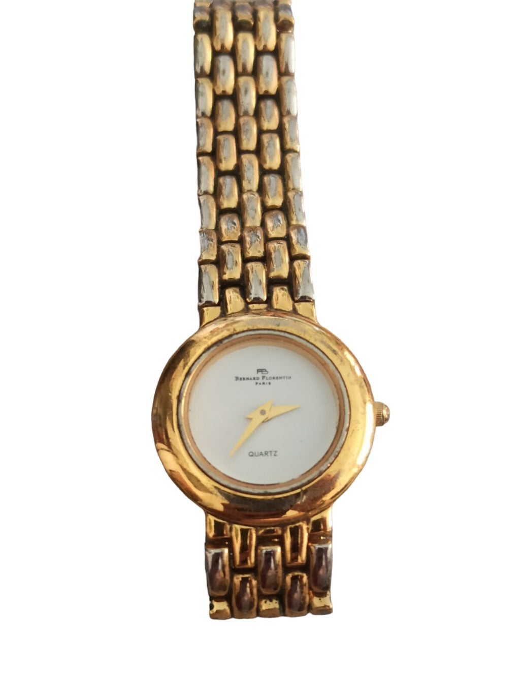 Montre vintage Bernard Florentin Paris quartz dorée, bracelet texturé femme rétr