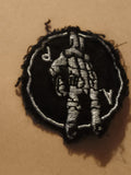 Écusson ancien astronaute brodé noir argent patch vintage badge textile
