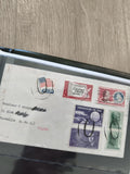 Ancienne enveloppe philatélie oblitérée USA, 6 timbres vintage, courrier France