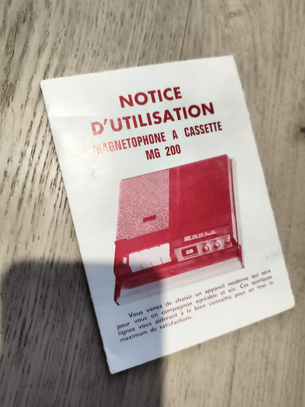 Notice utilisation magnétophone cassette MG 200 Rebla ancien livret vintage