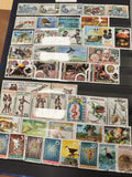 Lot timbres Sénégal multicolores thématiques animaux, sports, arts, usagés