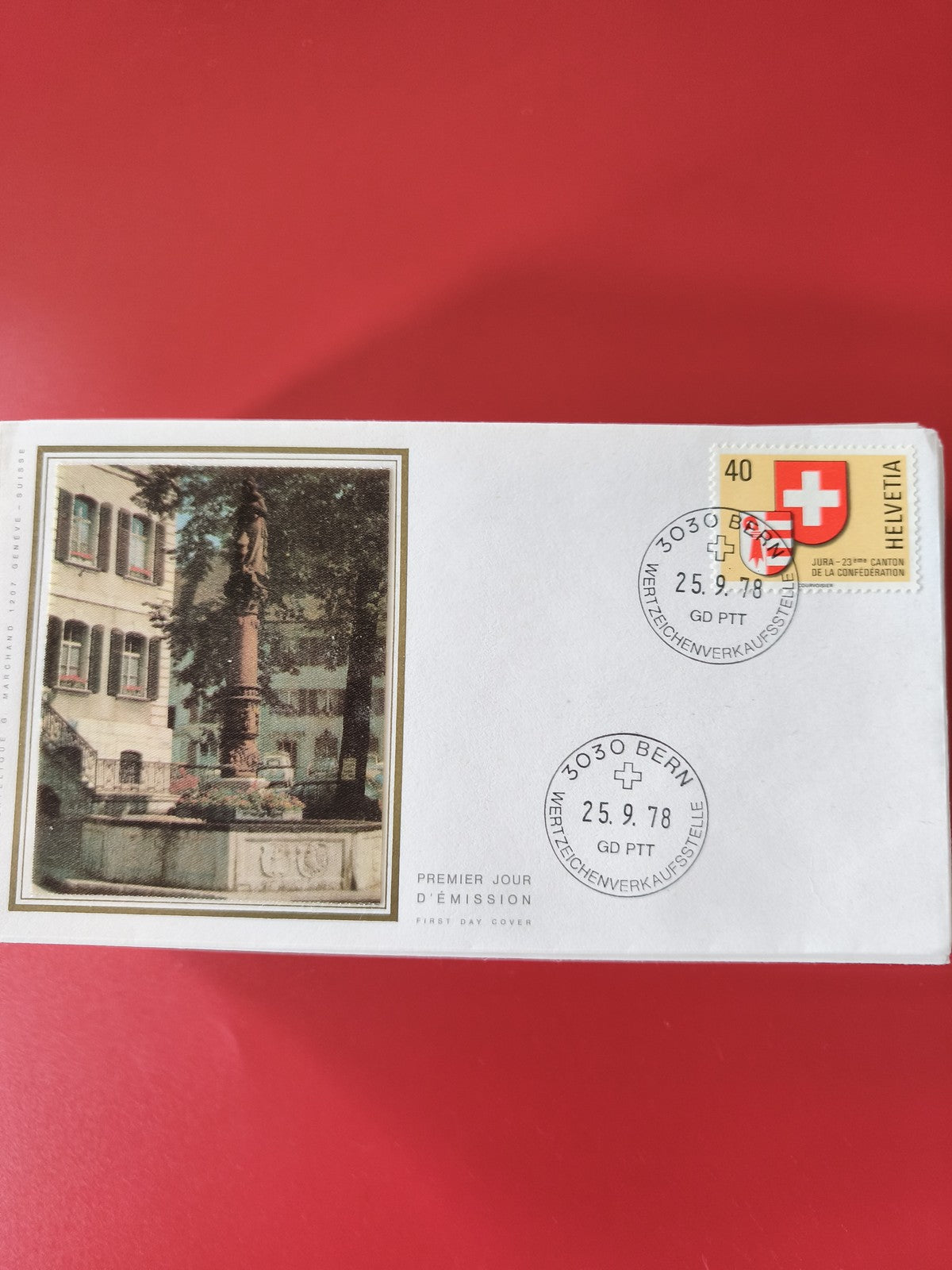 Enveloppe philatélie Suisse premier jour 1978 timbre Helvetia oblitéré