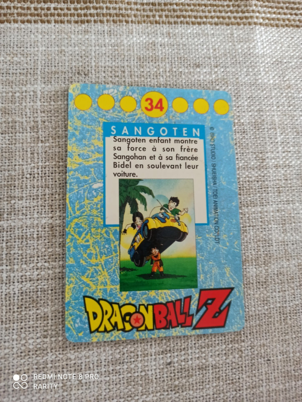Carte Dragon Ball Z vintage Série 34 illustration couleur Goku