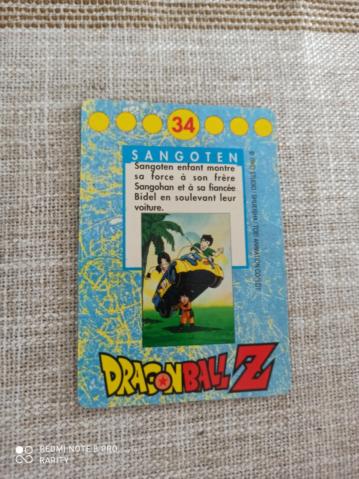 Carte Dragon Ball Z vintage Série 34 illustration couleur Goku