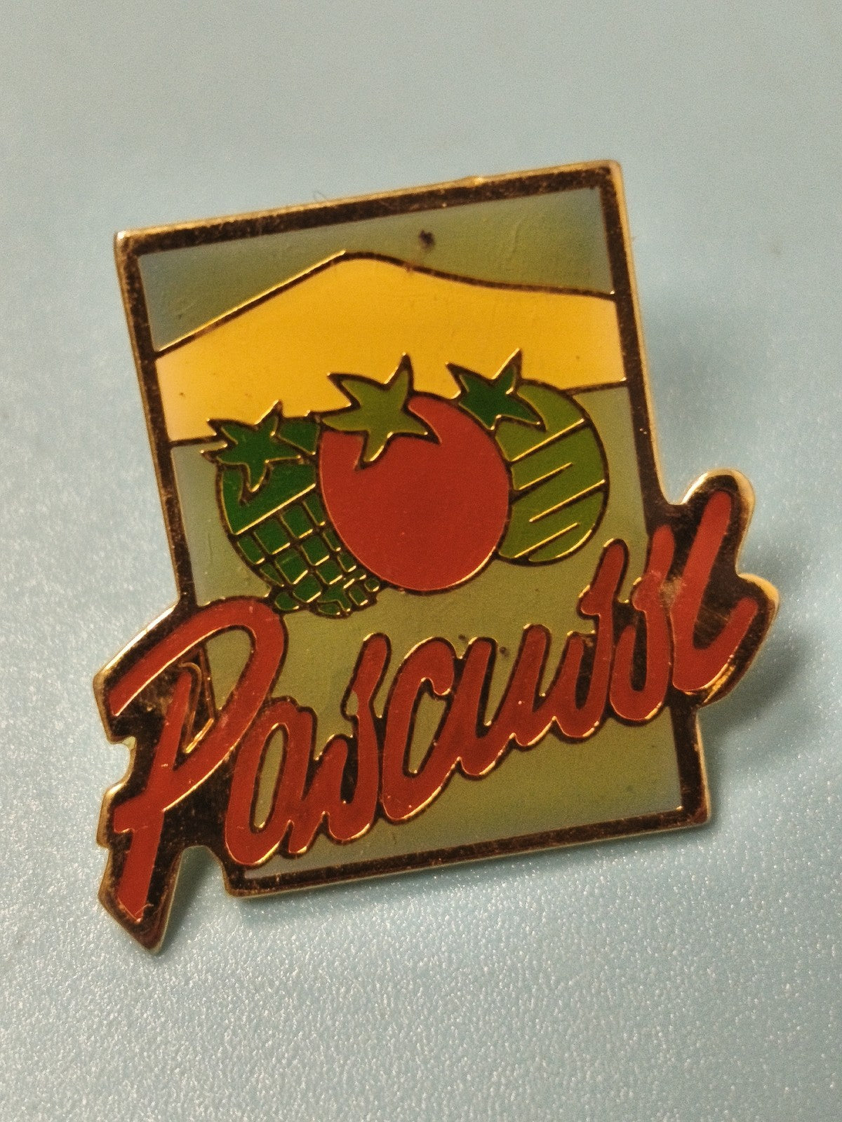 Vintage pin's Pascualbi tomate vert jaune rouge émaillé collection (Ref 19)