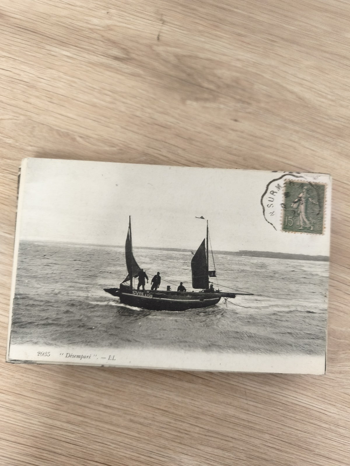 Ancienne carte postale bateau voilier marin noir et blanc affranchie collection