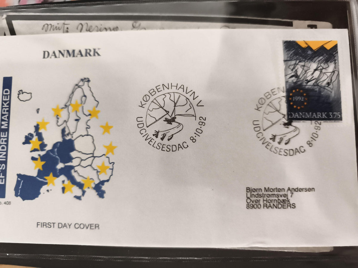 Lettre premier jour DANMARK 1992 Europe FDC timbre 3.75 DK Kobenhavn philatélie