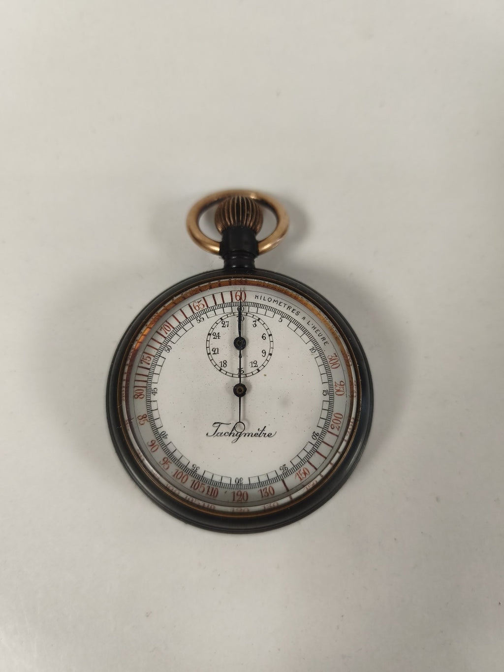 Ancien chronomètre tachymètre à main vintage, cadran blanc, collection