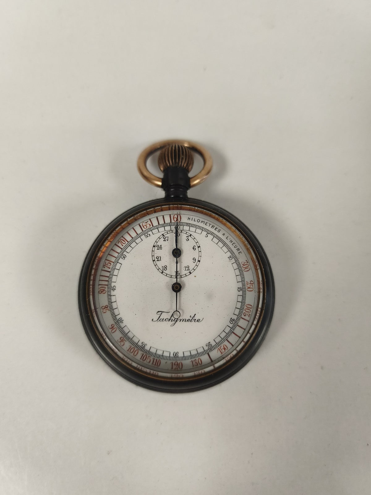 Ancien chronomètre tachymètre à main vintage, cadran blanc, collection