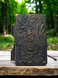 Ancien carnet métal gravé Art Nouveau 1920/30, motif floral, rare vintage