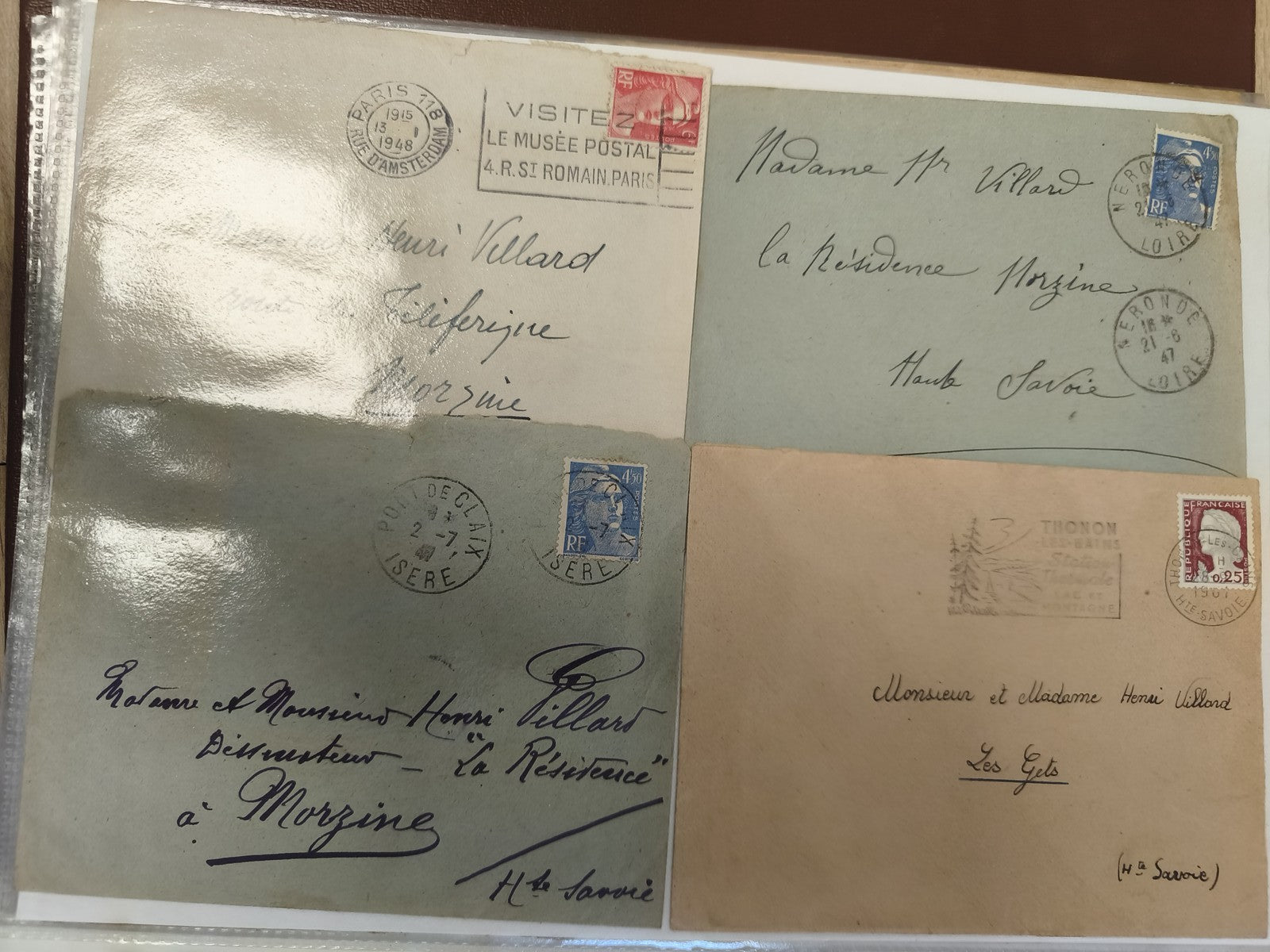 Lot anciennes enveloppes philatélie France années 1940-50, oblitérations visible