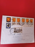 Ancienne lettre timbrée vintage ? oblitérations 1955, blasons, philatélie France