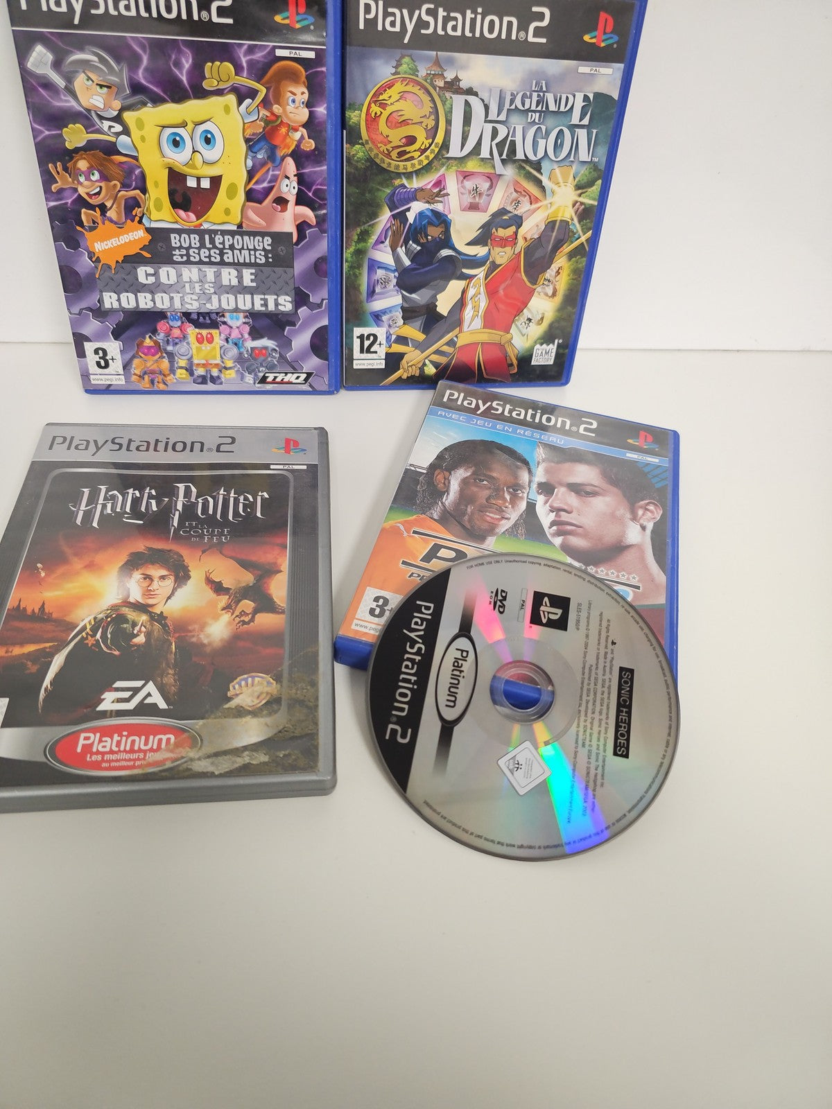 Lot 2 jeux PS2 Bob l'Éponge + La Légende du Dragon pour console Playstation 2