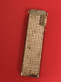 Briquet ancien métal texturé vintage, allumeur rétro, finition argentée