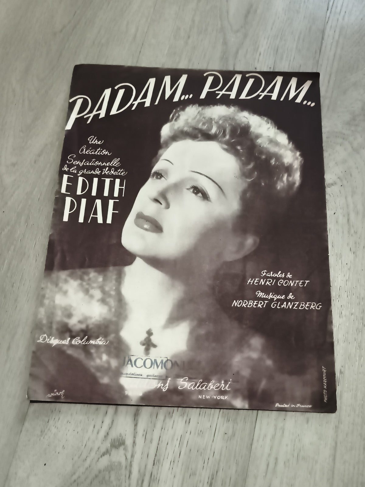 Partition ancienne Padam Padam Édith Piaf années 50 chanson vintage