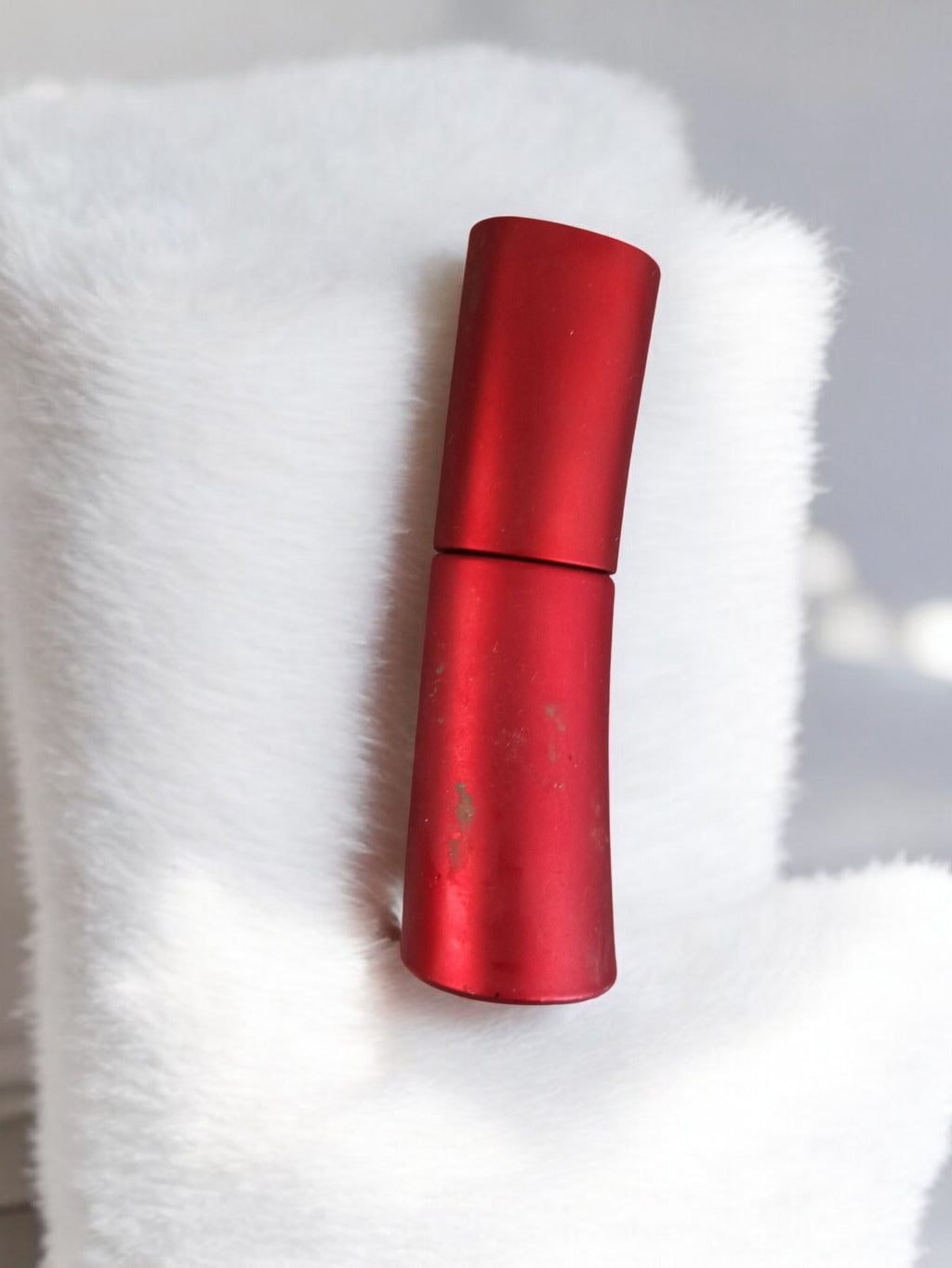 Flacon factice ancien rouge mat, grand format vintage déco parfum