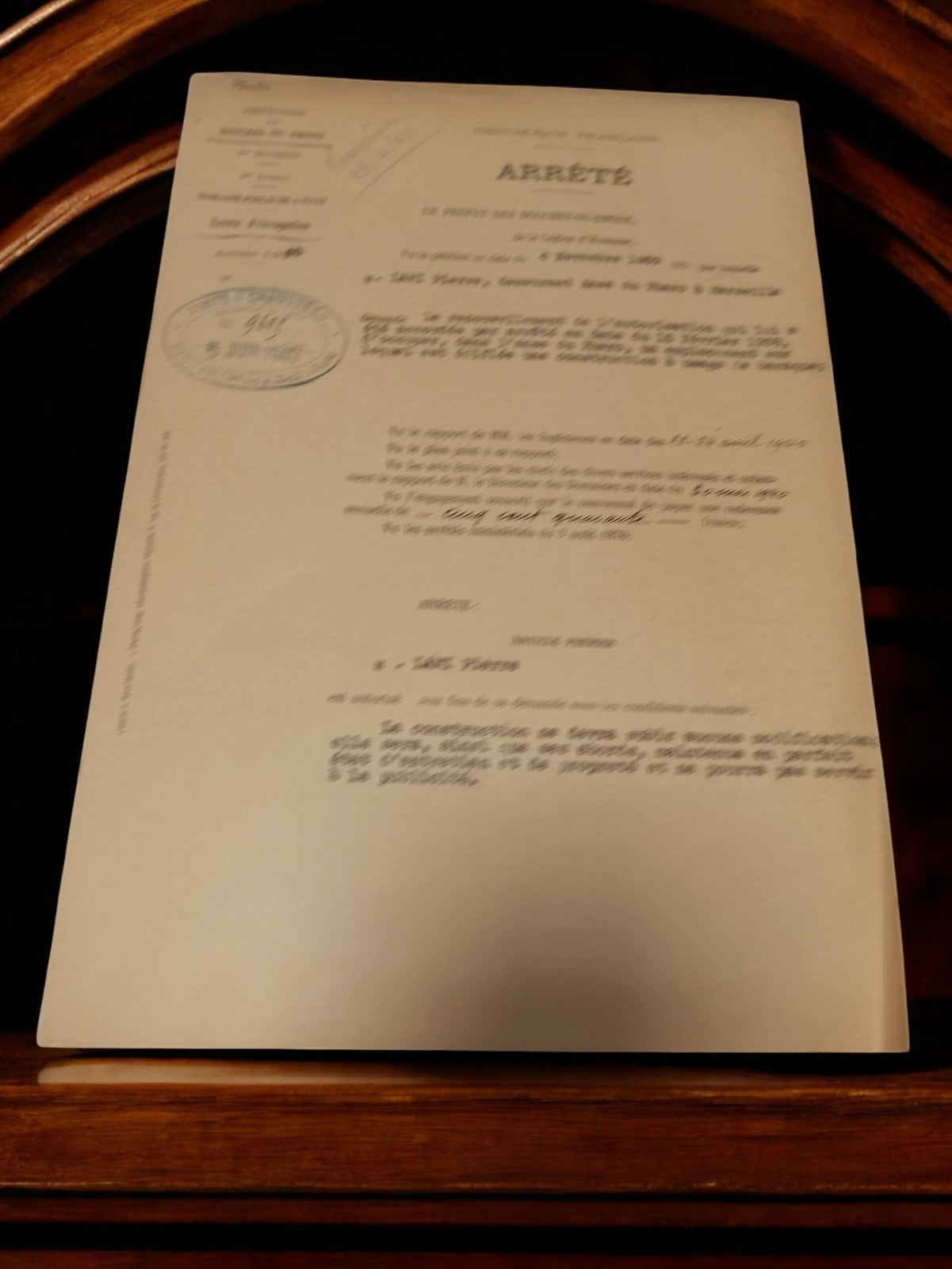 Document ancien arrêté préfectoral Bouches-du-Rhône Marseille années 1930 vintag