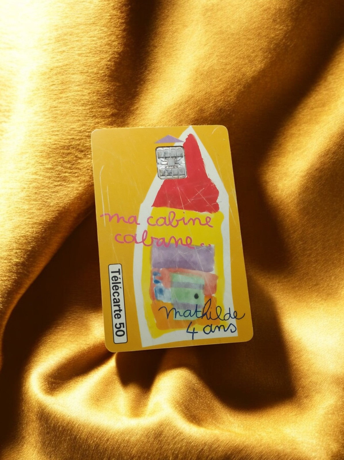 Carte téléphonique vintage collection 50 unités, dessin enfant, jaune, France