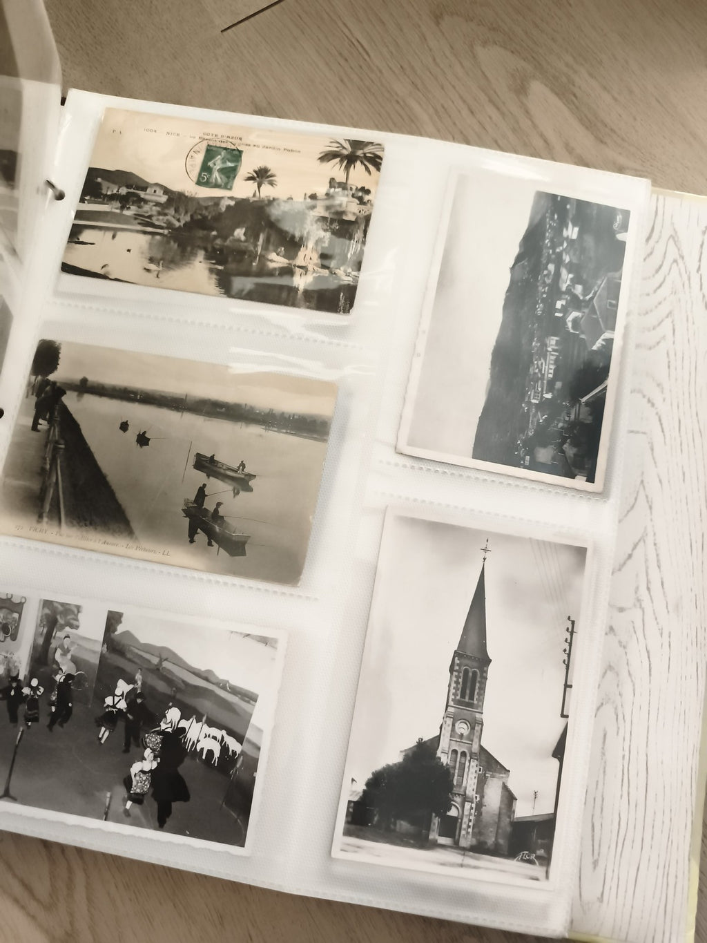 Classeur cartes postales anciennes noir et blanc, album rangement photos