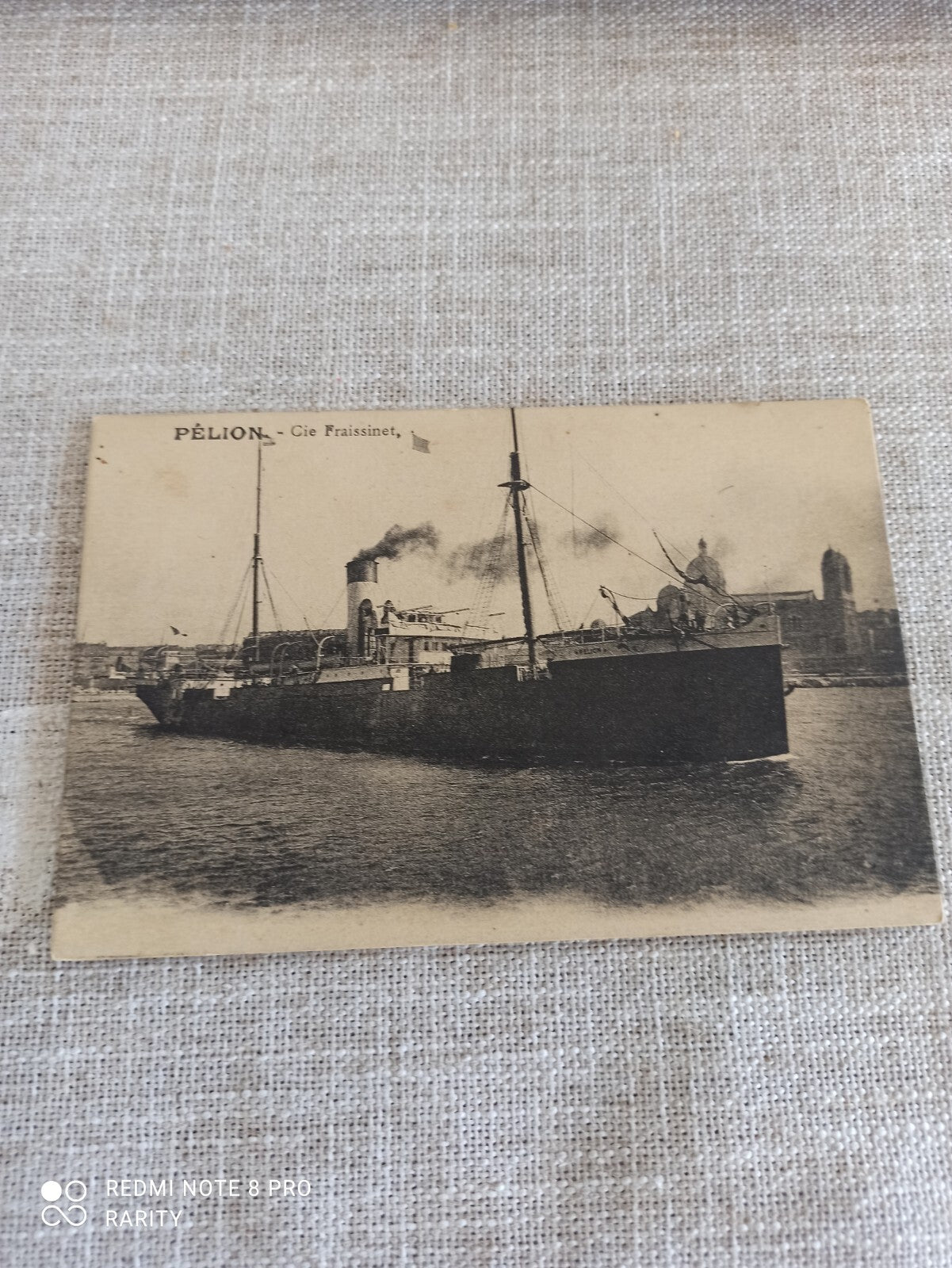 Carte postale navire PÉLION Cie Fraissinet maritime paquebot noir et blanc