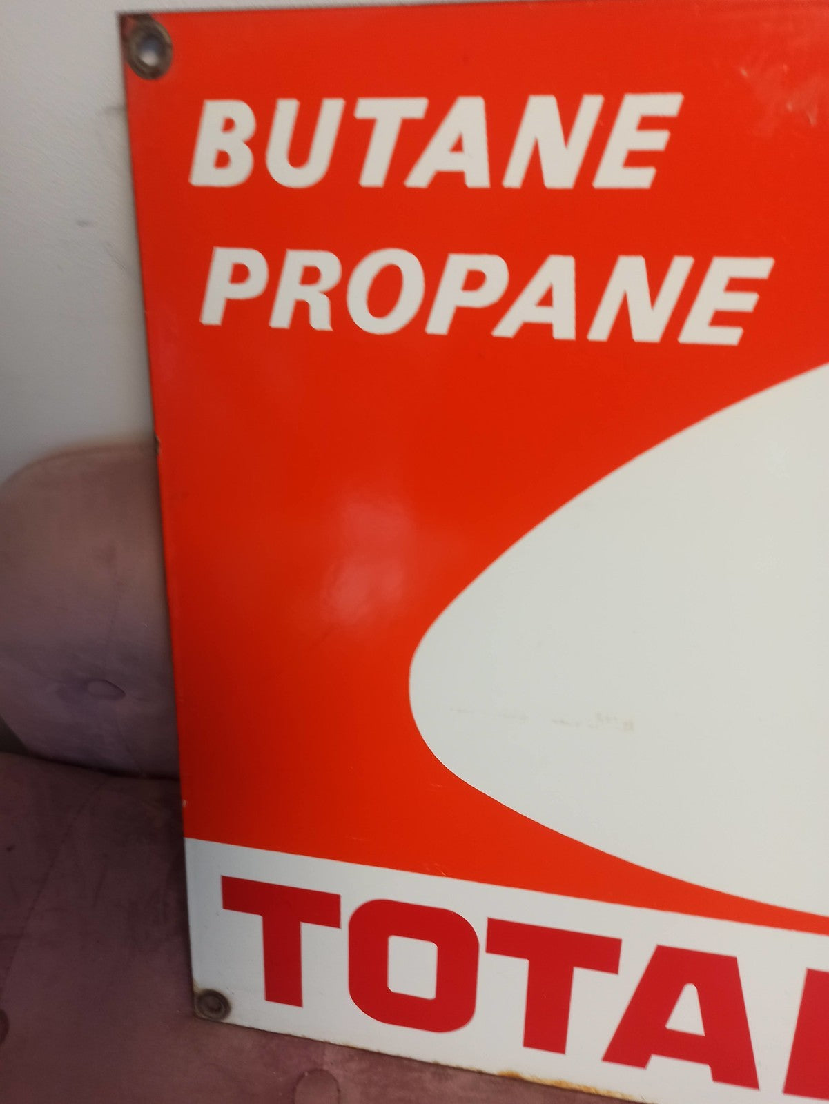 Plaque émaillée publicitaire Totalgaz ancien, butane propane, vintage rétro déco