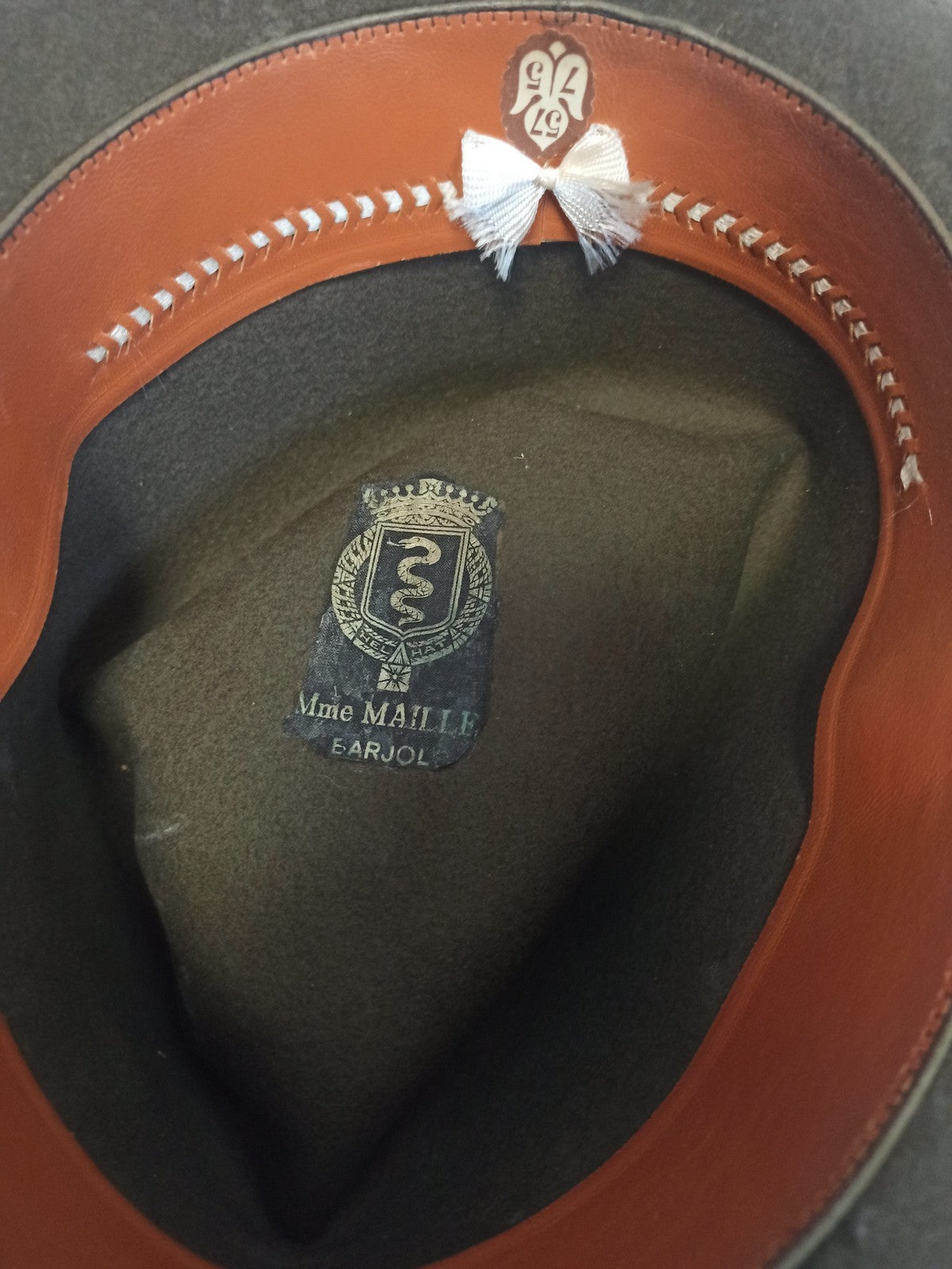 Chapeau ancien homme rétro vintage feutre noir Mme Maille Barjole accessoire