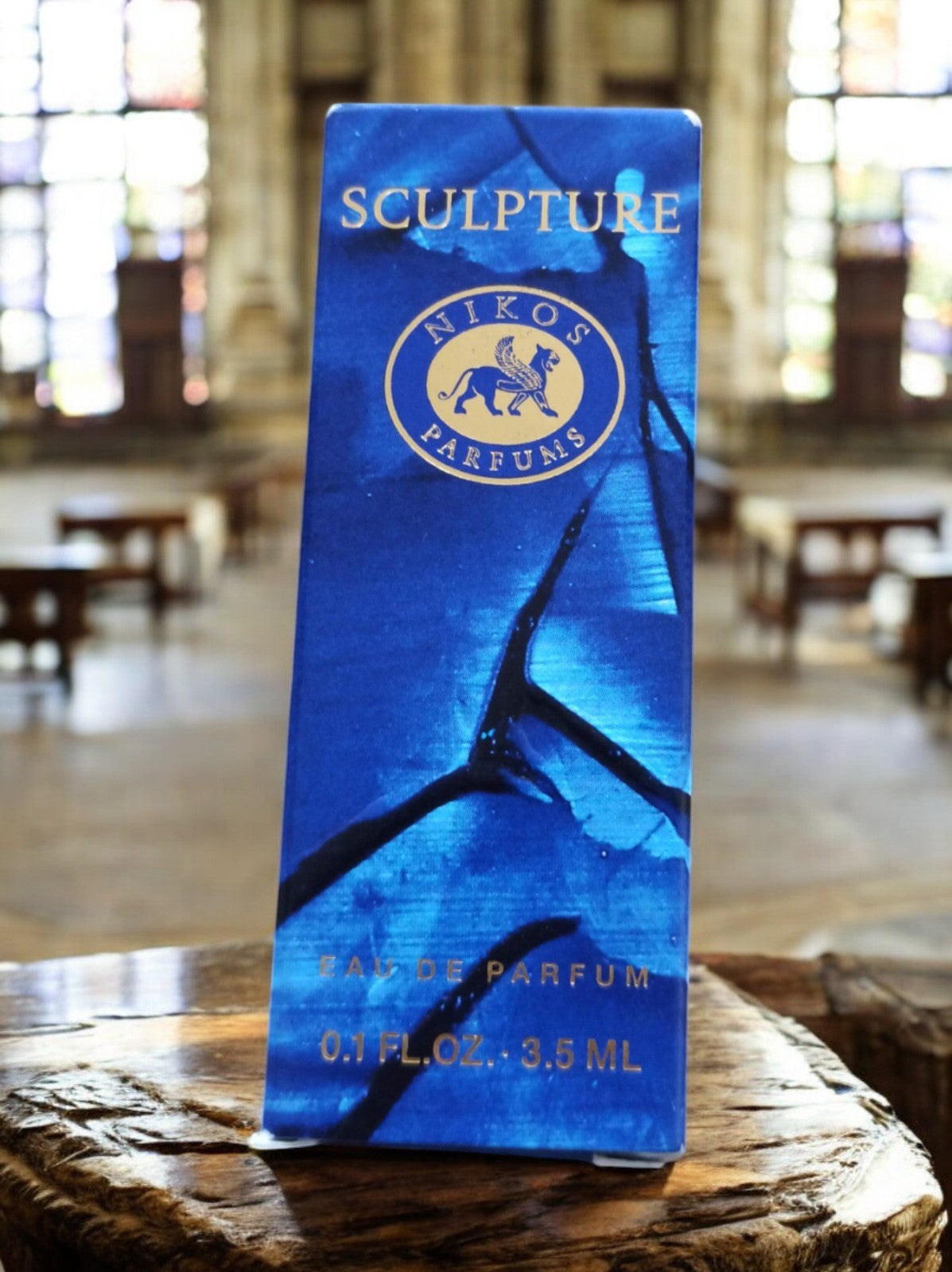 Miniature parfum vintage Nikos Sculpture 3,5ml avec boîte bleue collection