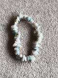 Bracelet chips pierres naturelles blanc bleu, élastique, bijou fantaisie