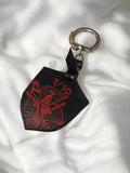 Porte-clés vintage blason noir rouge 1/10, accessoire rétro ancien