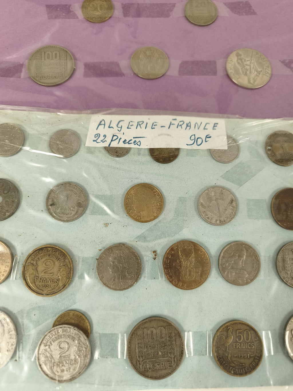 Lot de pièces anciennes Algérie, collection vintage, monnaies diverses état