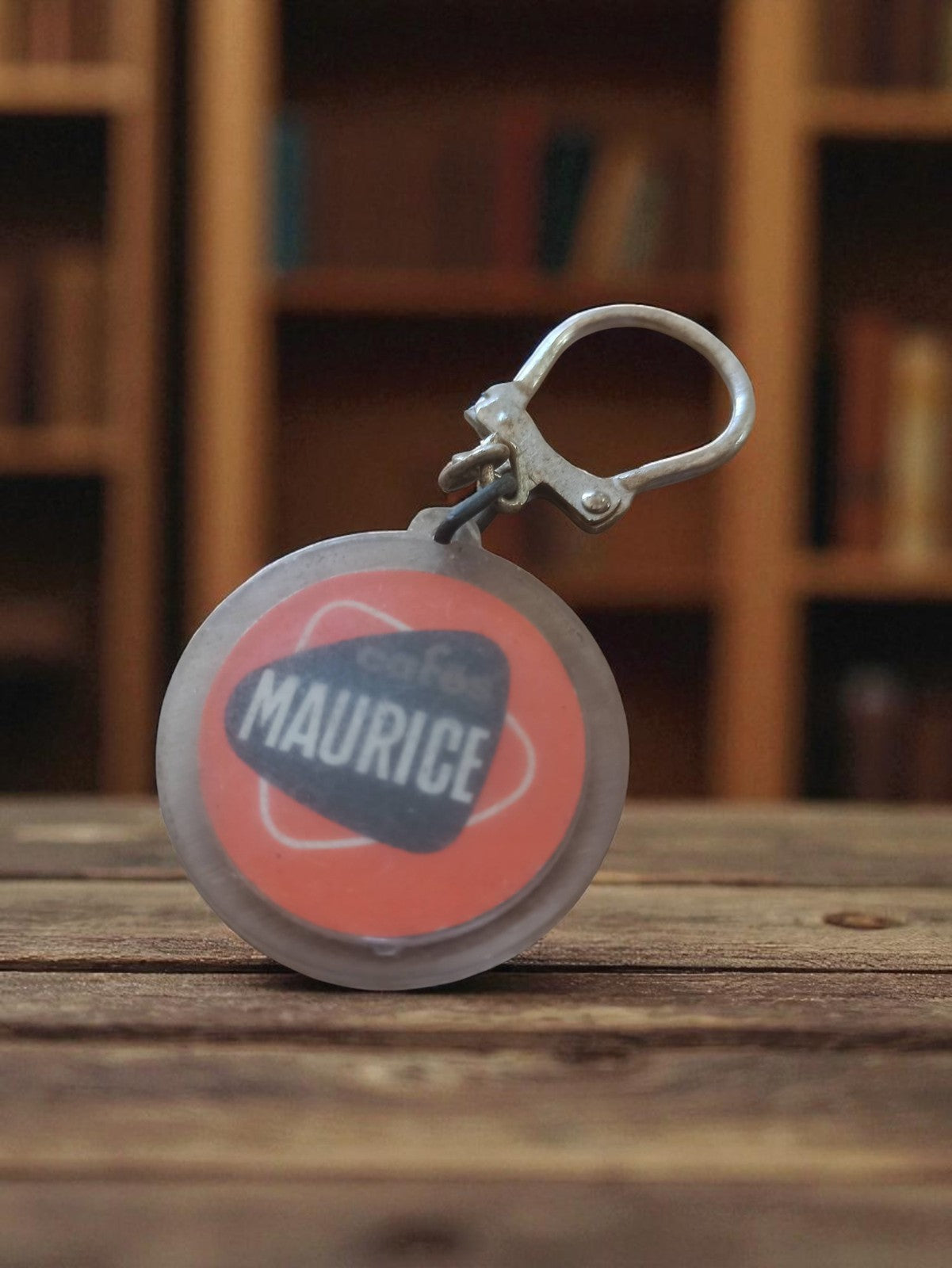 Porte-clés vintage Maurice Cafés publicitaire ancien rond rétro rare